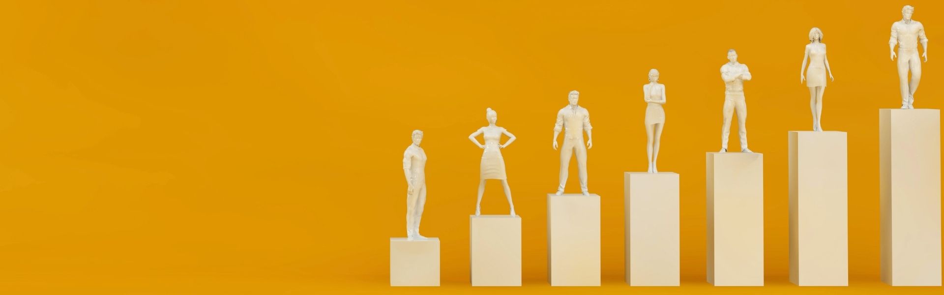 Pessoas em diferentes pódios